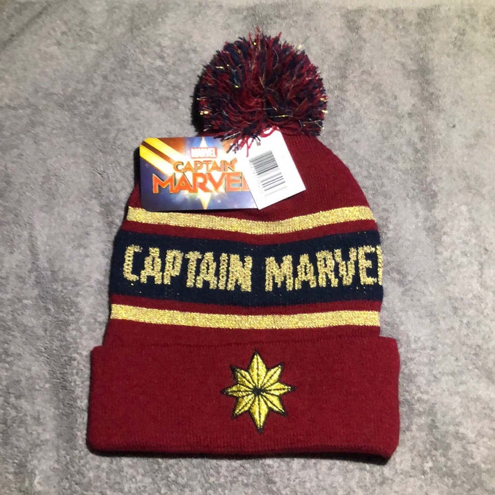 A Captain Marvel beanie